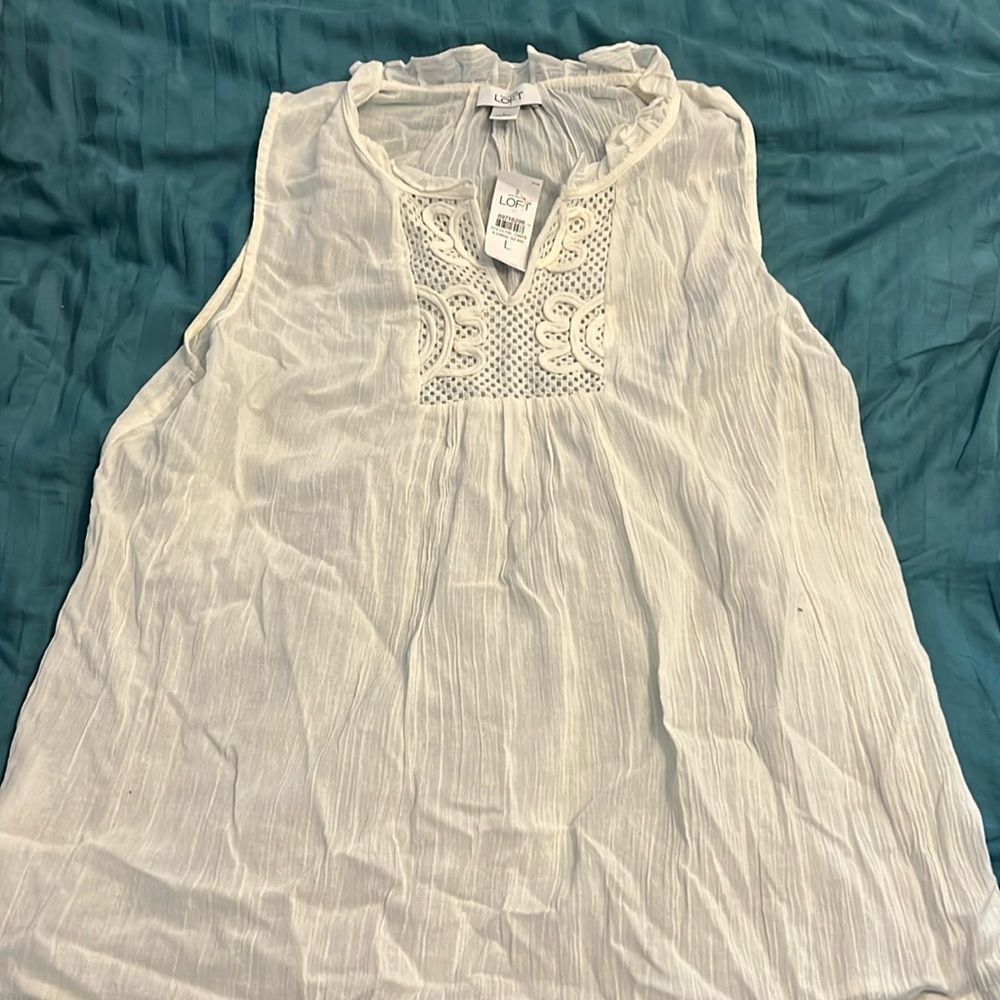 Loft white sleeveless blouse